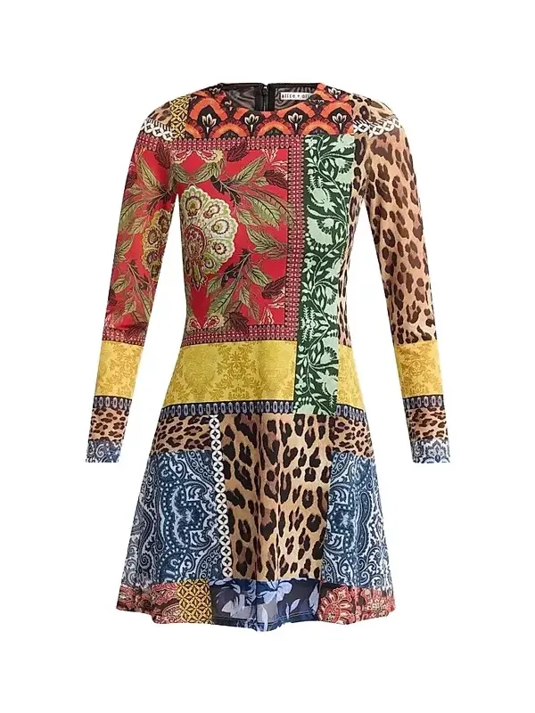 Alice + Olivia Women's Delora Patchwork Print Mini Dress