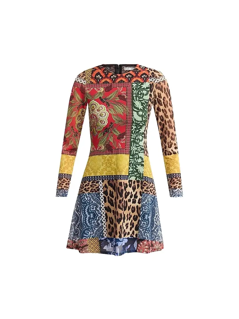 Alice + Olivia Women's Delora Patchwork Print Mini Dress
