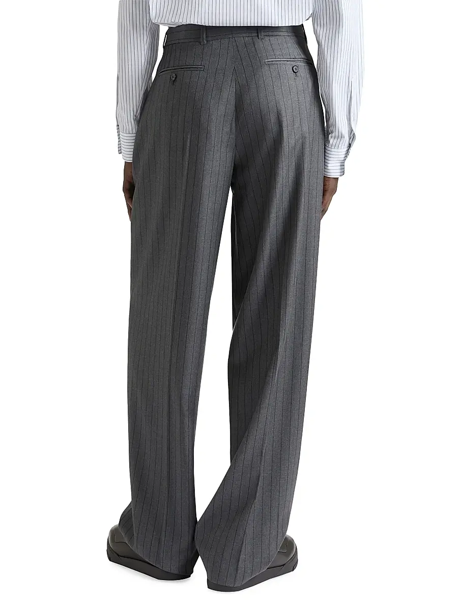 Givenchy Men's Double Pleated Striped Pants in Wool - Grey Brown | Thumbnail 4 Givenchy Men's Double Pleated Striped Pants in Wool - Grey Brown | Thumbnail 4