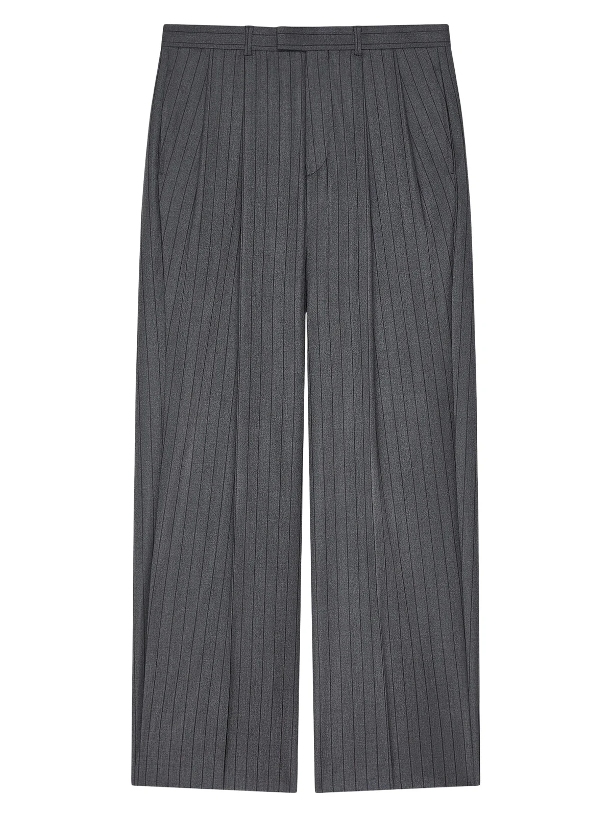 Givenchy Men's Double Pleated Striped Pants in Wool - Grey Brown