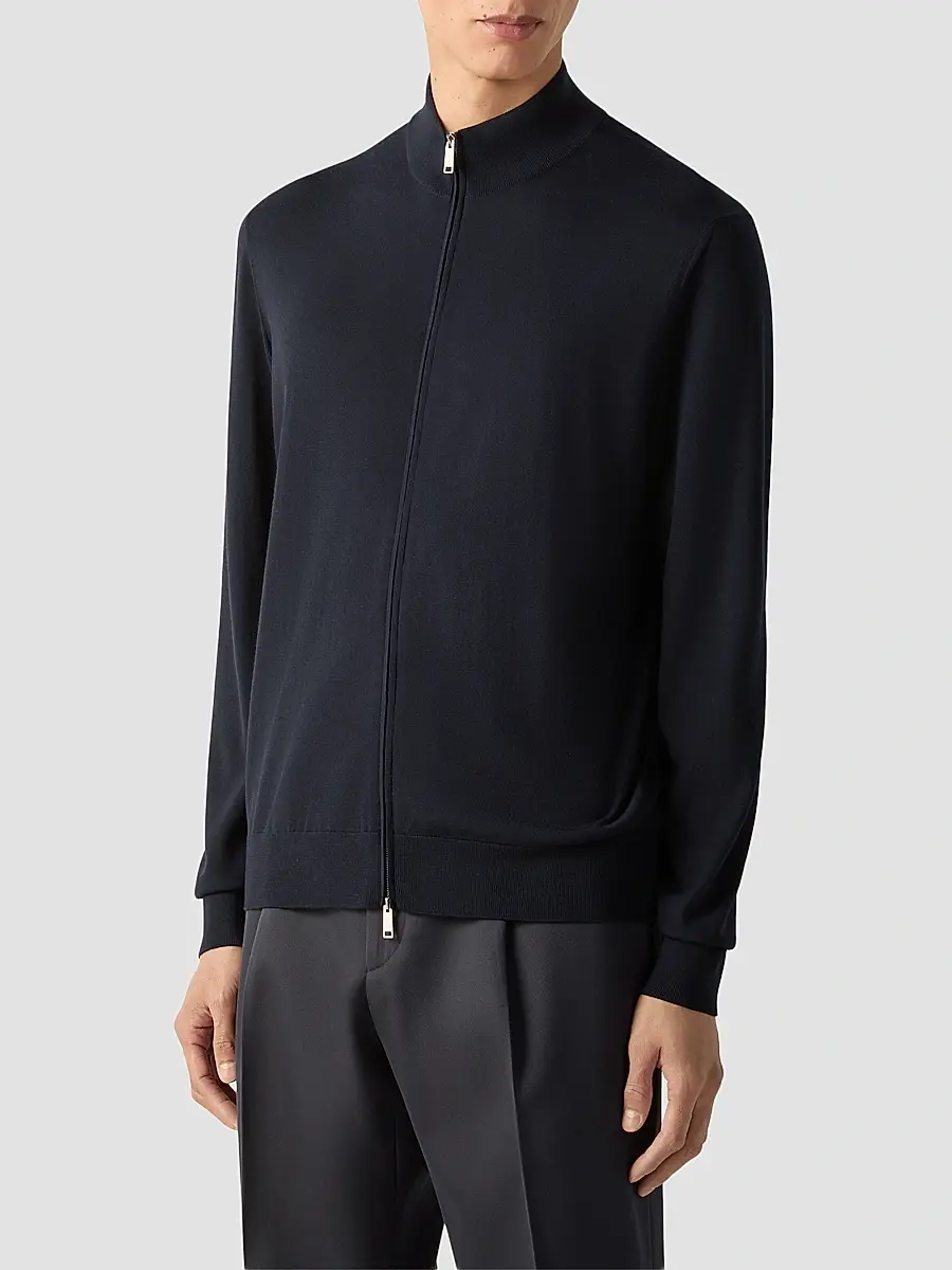 Zegna Men's 15milmil15 Wool Full Zip Cardigan | Thumbnail 2 Zegna Men's 15milmil15 Wool Full Zip Cardigan | Thumbnail 2