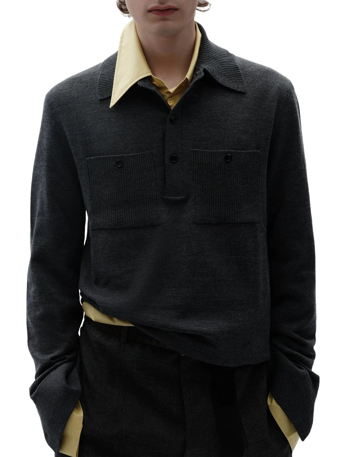 Bottega Veneta Men's Knit Merino-Wool Polo Sweater