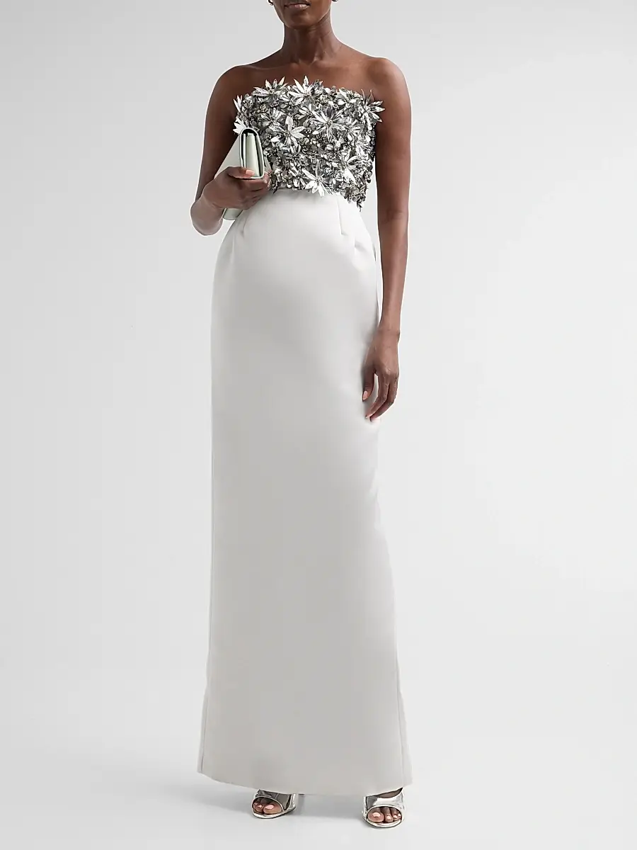 Atelier Prabal Gurung Women's Floral-Embellished Strapless Column Gown | Thumbnail 2 Atelier Prabal Gurung Women's Floral-Embellished Strapless Column Gown | Thumbnail 2