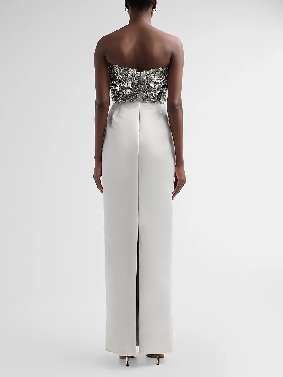 Atelier Prabal Gurung Women's Floral-Embellished Strapless Column Gown | Thumbnail 3 Atelier Prabal Gurung Women's Floral-Embellished Strapless Column Gown | Thumbnail 3
