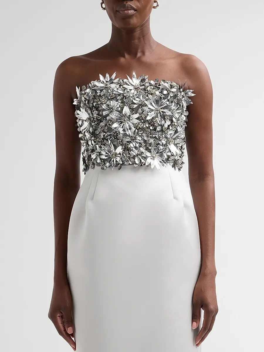 Atelier Prabal Gurung Women's Floral-Embellished Strapless Column Gown | Thumbnail 5 Atelier Prabal Gurung Women's Floral-Embellished Strapless Column Gown | Thumbnail 5