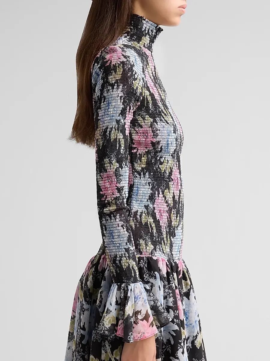 Cinq à Sept Women's Ismene Dahlia-Print Smocked Maxi Dress | Thumbnail 5 Cinq à Sept Women's Ismene Dahlia-Print Smocked Maxi Dress | Thumbnail 5