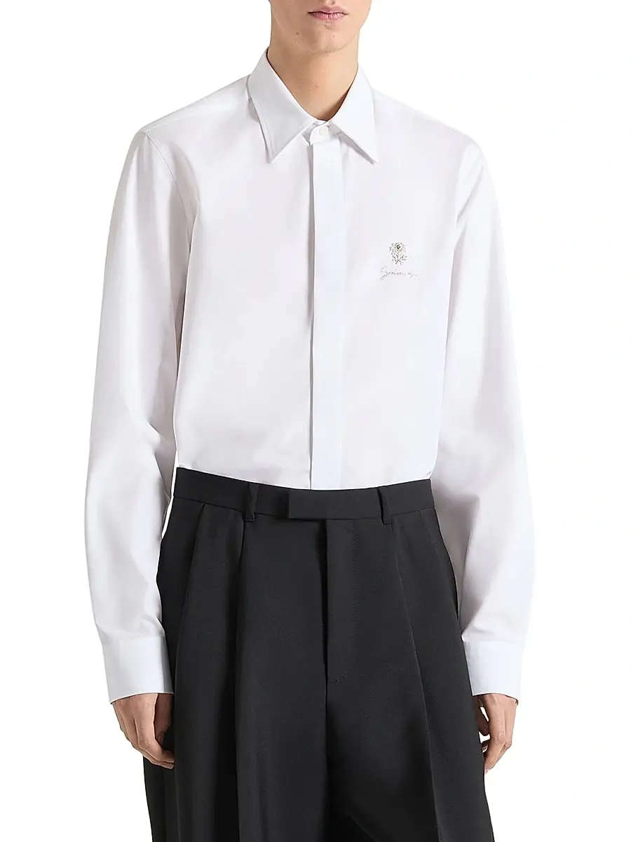 Givenchy Men's Slim Fit Shirt in Cotton with Pearl Embroidery | Thumbnail 3
