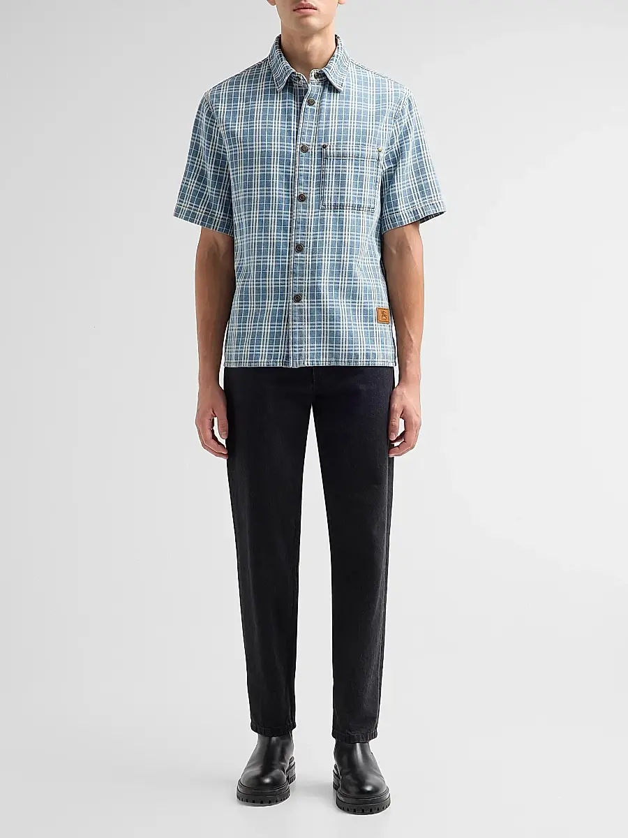 Burberry Men's Garret Check Denim Shirt | Thumbnail 2