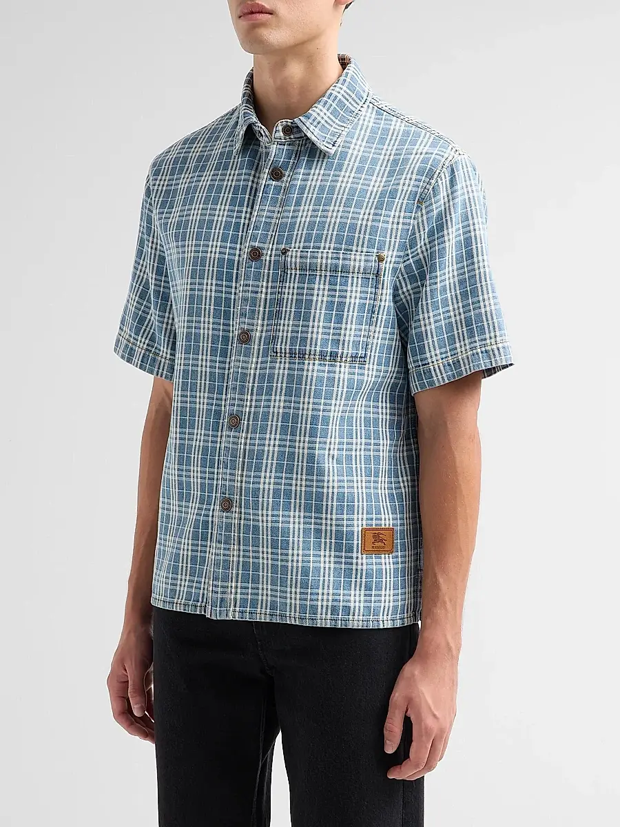 Burberry Men's Garret Check Denim Shirt | Thumbnail 4