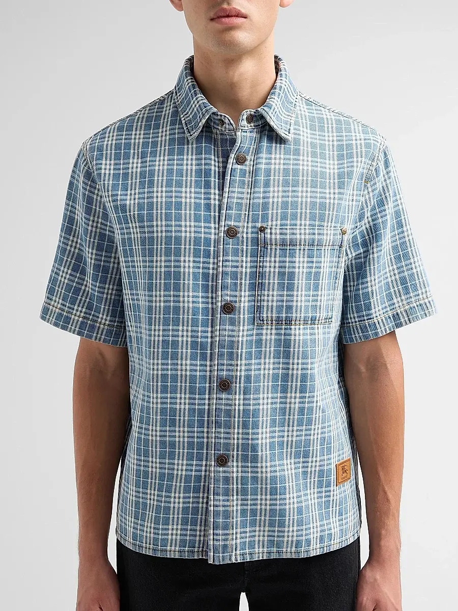 Burberry Men's Garret Check Denim Shirt | Thumbnail 5