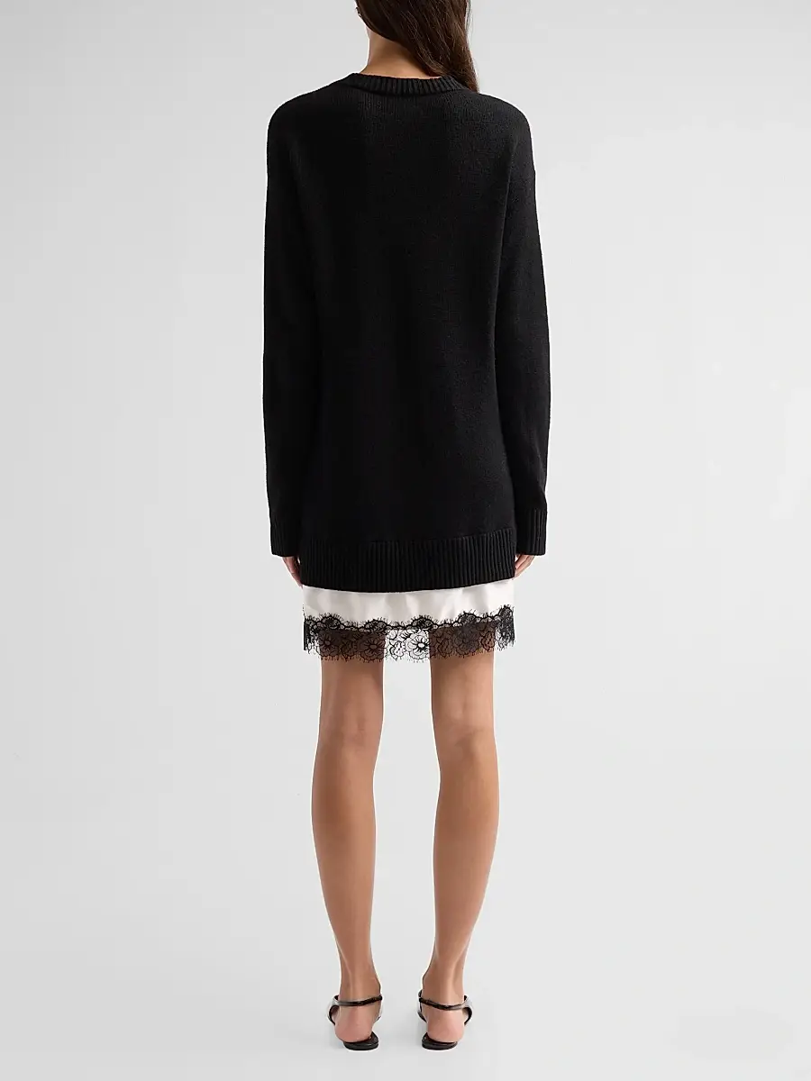 Cinq à Sept Women's Simona Lace-Hem Knit Mini Dress | Thumbnail 3 Cinq à Sept Women's Simona Lace-Hem Knit Mini Dress | Thumbnail 3