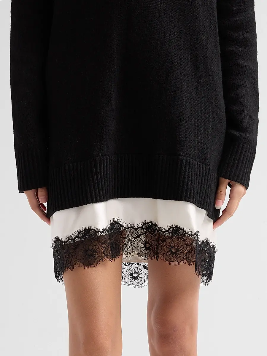 Cinq à Sept Women's Simona Lace-Hem Knit Mini Dress | Thumbnail 5 Cinq à Sept Women's Simona Lace-Hem Knit Mini Dress | Thumbnail 5