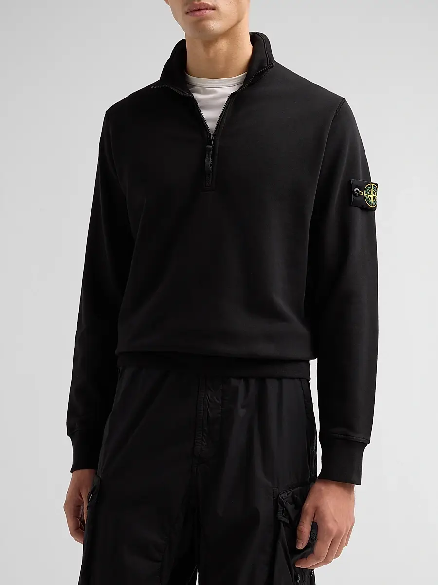 Stone Island Men's Felpa Cotton Quarter-Zip Jacket | Thumbnail 4