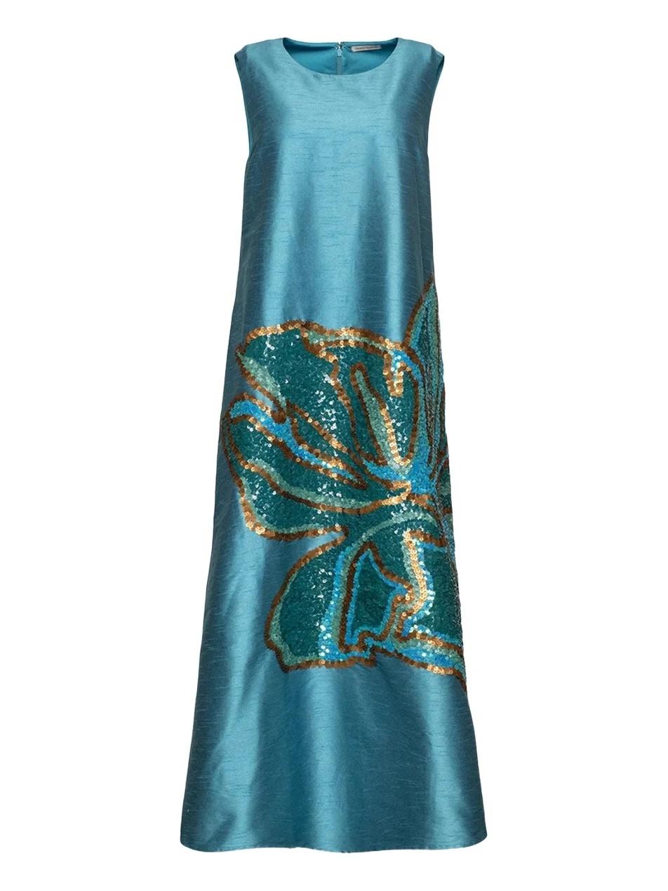 Women's Alice Satin Sequin-Embellished Floral A-Line Midi Dress Women's Alice Satin Sequin-Embellished Floral A-Line Midi Dress