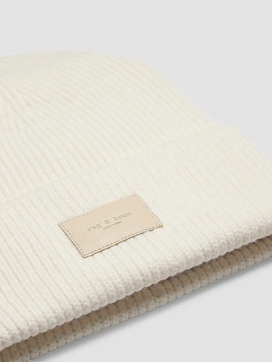 rag & bone Women's Blake Logo Wool Blend Beanie | Thumbnail 2 rag & bone Women's Blake Logo Wool Blend Beanie | Thumbnail 2