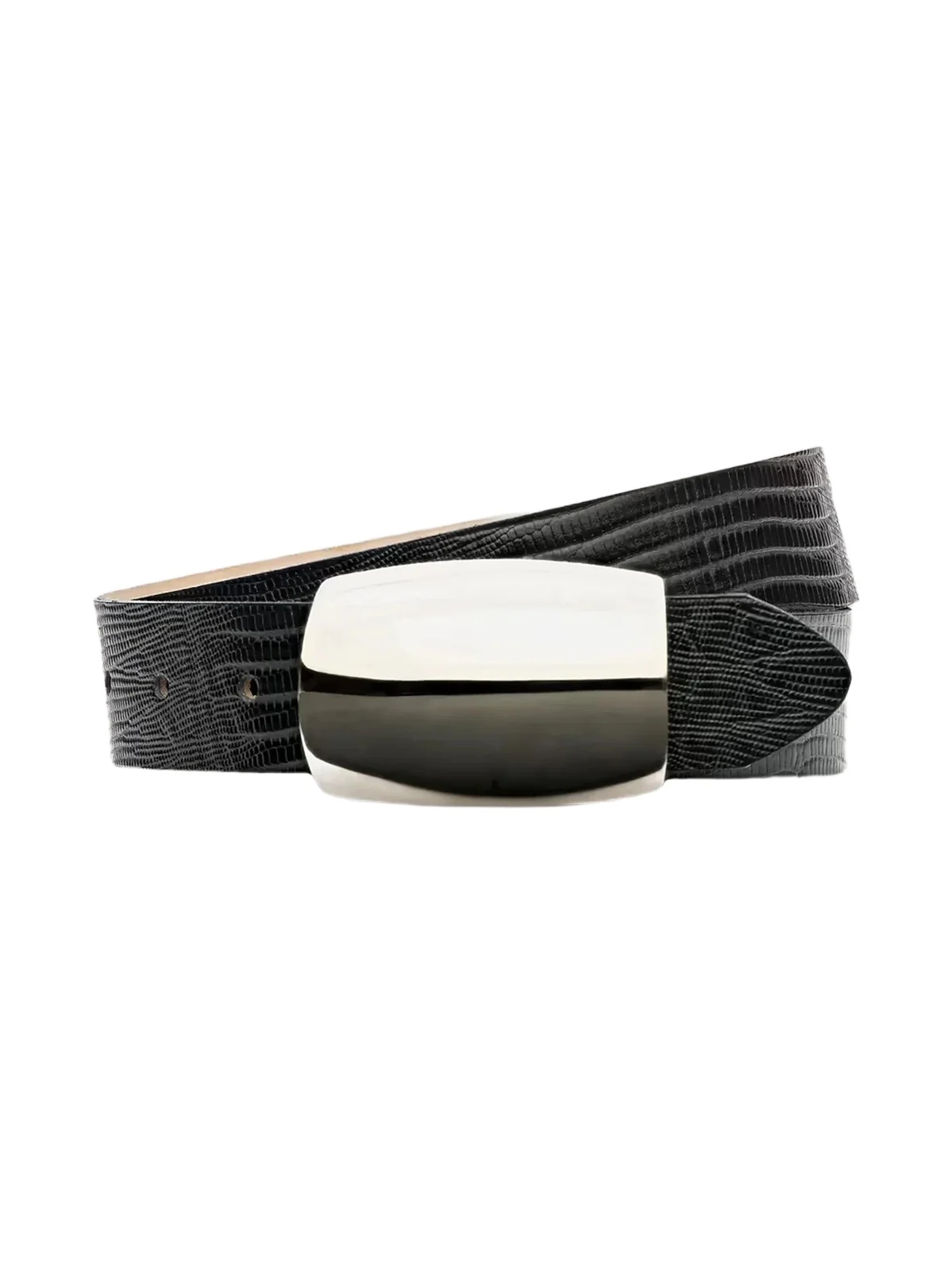 L'Agence Women's Milou Domed Lizard-Embossed Leather Belt