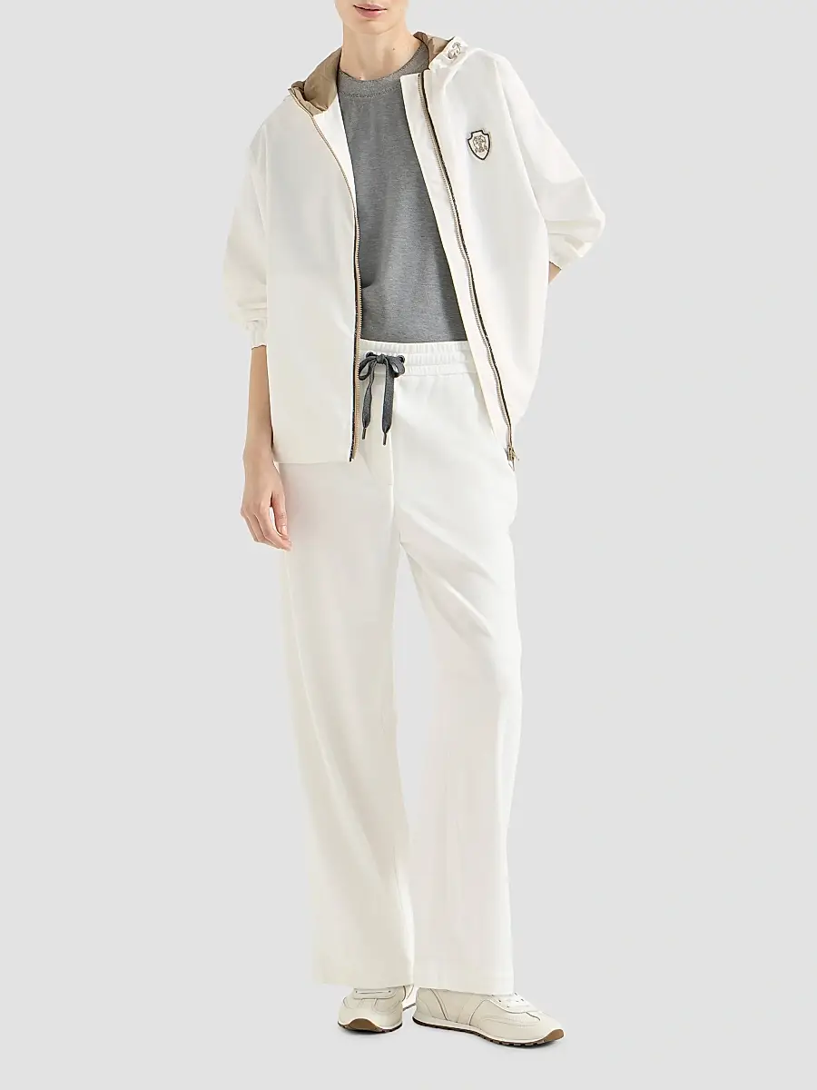 Brunello Cucinelli Women's Nylon Hooded Outerwear Jacket with Logo - White | Thumbnail 2 Brunello Cucinelli Women's Nylon Hooded Outerwear Jacket with Logo - White | Thumbnail 2