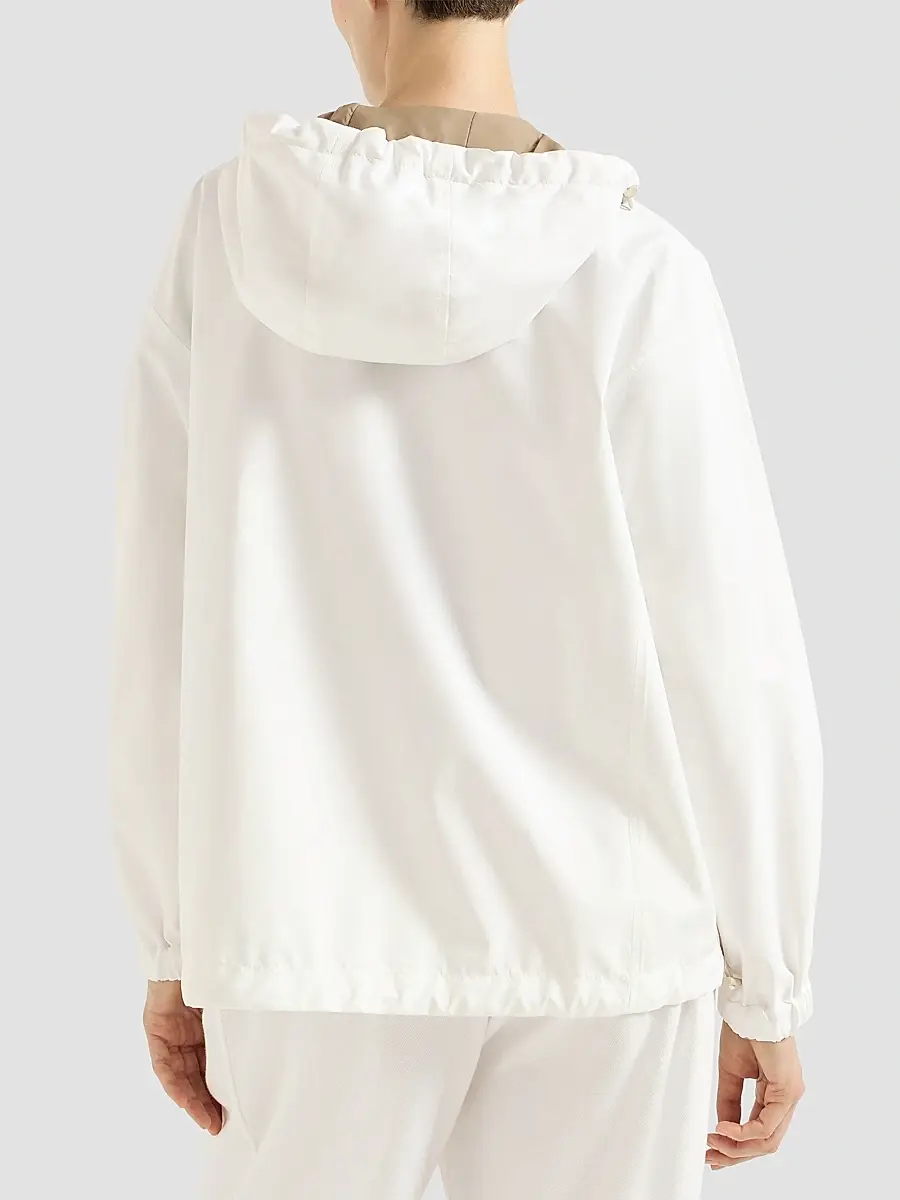 Brunello Cucinelli Women's Nylon Hooded Outerwear Jacket with Logo - White | Thumbnail 4 Brunello Cucinelli Women's Nylon Hooded Outerwear Jacket with Logo - White | Thumbnail 4