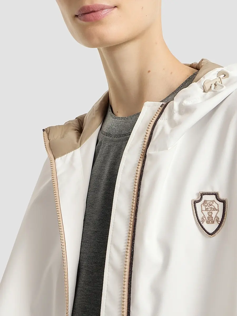 Brunello Cucinelli Women's Nylon Hooded Outerwear Jacket with Logo - White | Thumbnail 6 Brunello Cucinelli Women's Nylon Hooded Outerwear Jacket with Logo - White | Thumbnail 6