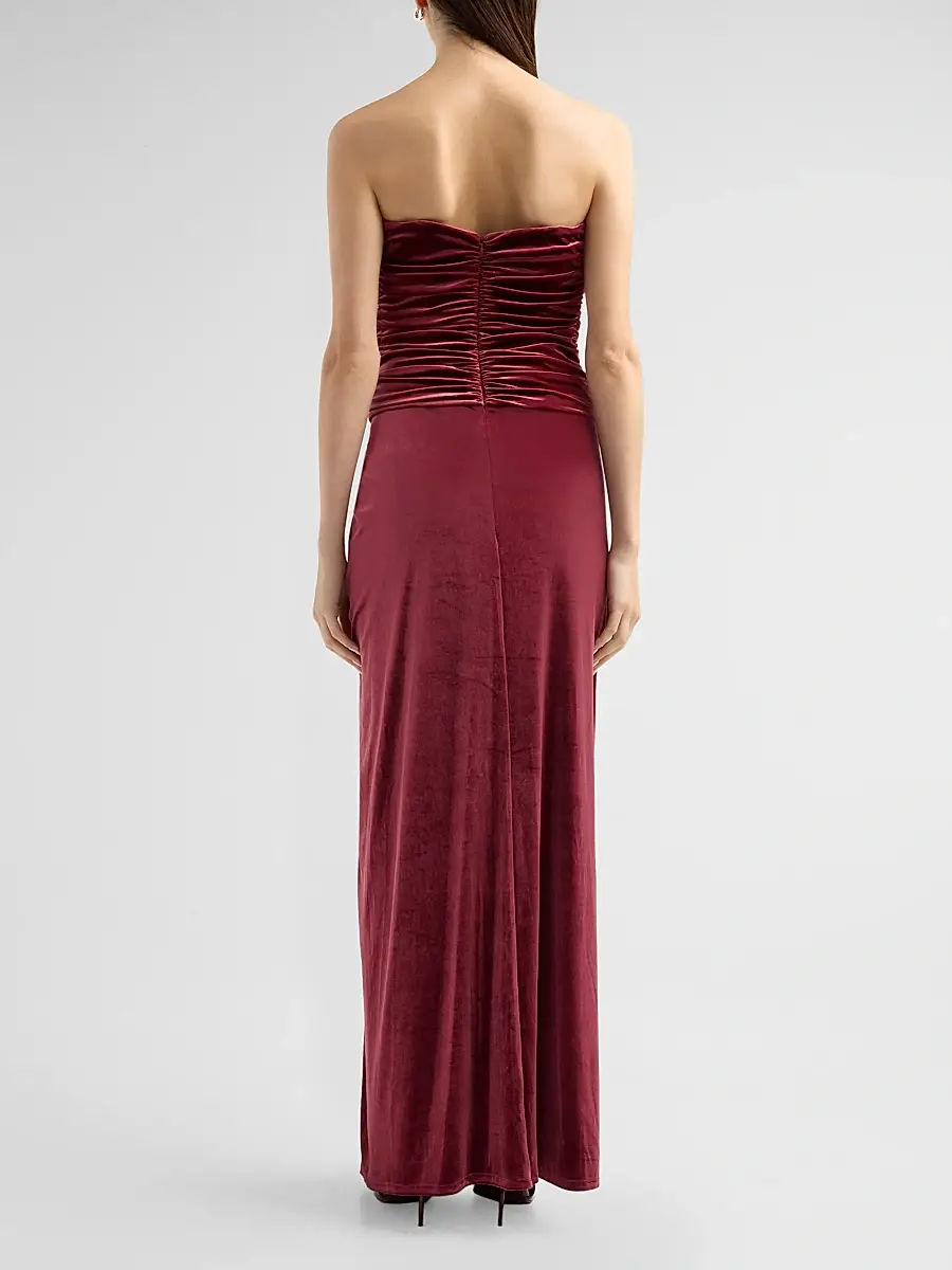Simkhai Women's Emma Ruched Velvet Strapless Bustier Gown | Thumbnail 3 Simkhai Women's Emma Ruched Velvet Strapless Bustier Gown | Thumbnail 3