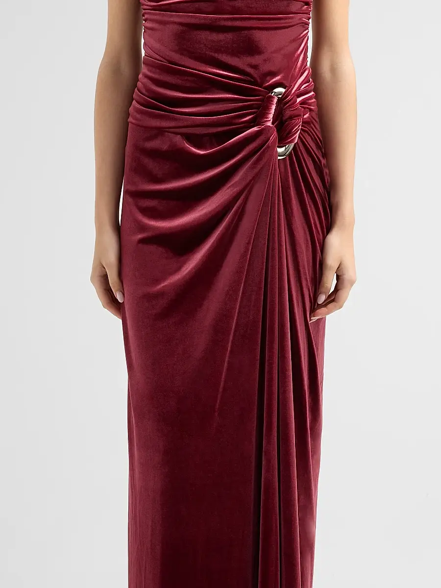 Simkhai Women's Emma Ruched Velvet Strapless Bustier Gown | Thumbnail 5 Simkhai Women's Emma Ruched Velvet Strapless Bustier Gown | Thumbnail 5