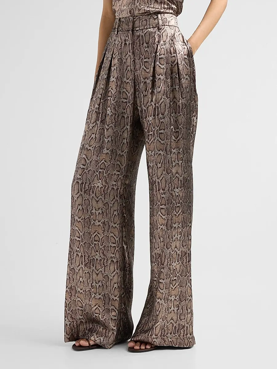 Ramy Brook Women's Oscar Metallic Python-Print Wide-Leg Pants | Thumbnail 4 Ramy Brook Women's Oscar Metallic Python-Print Wide-Leg Pants | Thumbnail 4