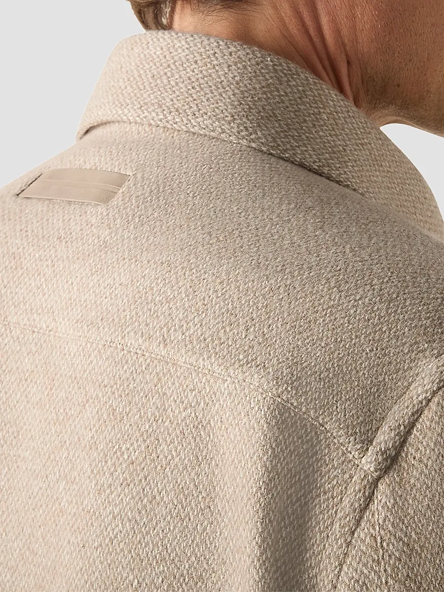 Zegna Men's Cashmere and Silk Overshirt - Light Beige | Thumbnail 5
