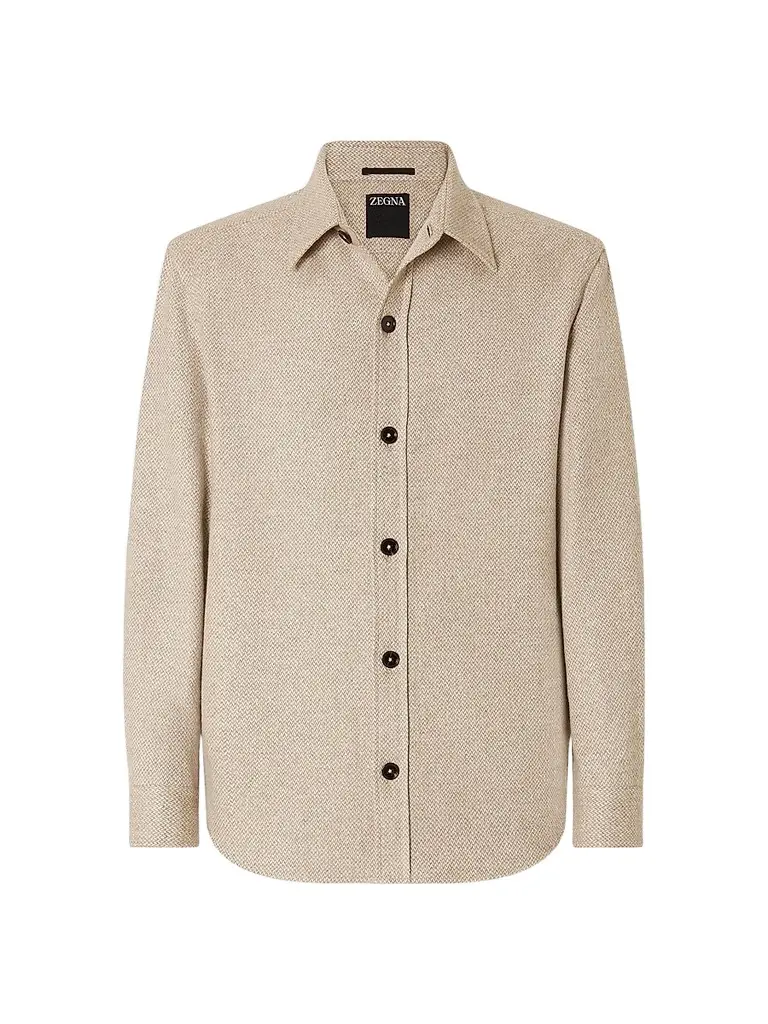 Zegna Men's Cashmere and Silk Overshirt - Light Beige