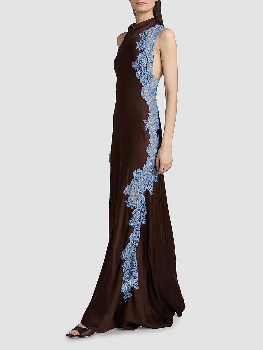 A.L.C. A. L.C. Women's Josephine Lace-Inlay Satin Maxi Dress | Thumbnail 2 A.L.C. A. L.C. Women's Josephine Lace-Inlay Satin Maxi Dress | Thumbnail 2