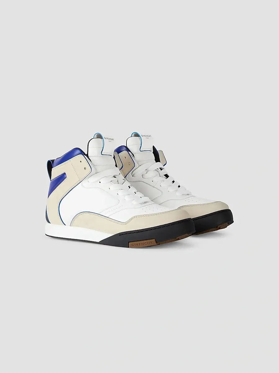 Givenchy Men's Yard High-Top Sneakers in Leather - Black Blue White | Thumbnail 2