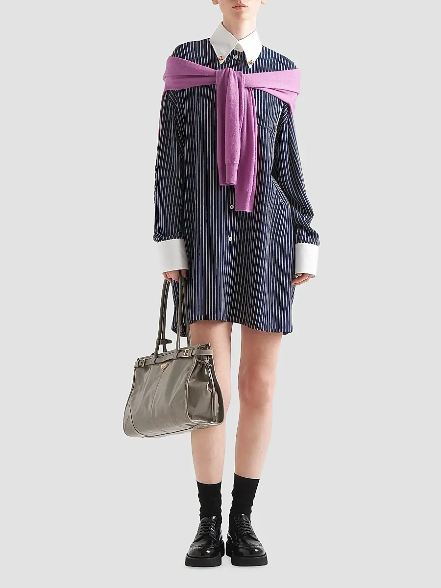 Prada Women's Marocain Shirt Dress | Thumbnail 2 Prada Women's Marocain Shirt Dress | Thumbnail 2