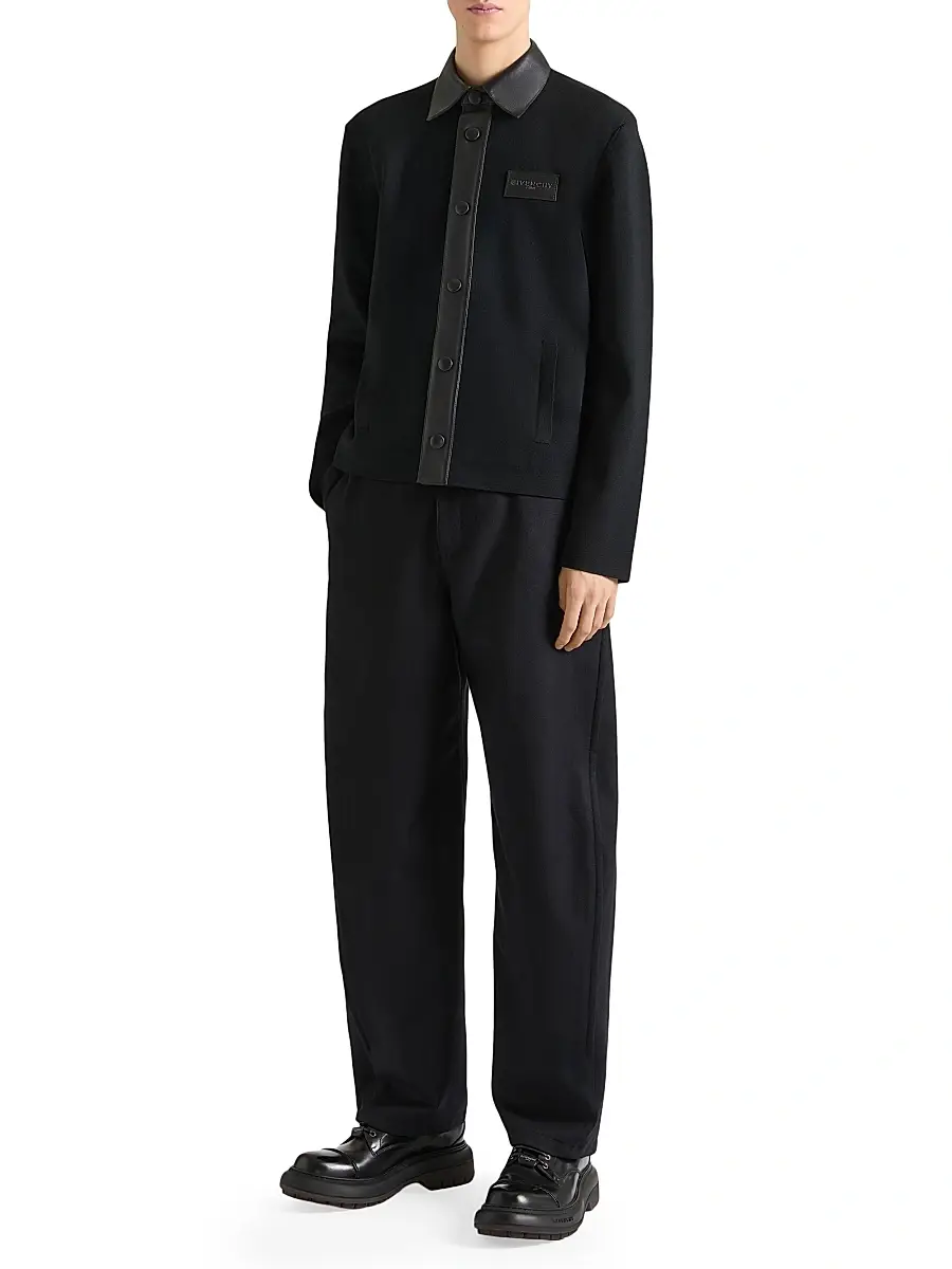 Givenchy Men's Cardigan in Wool with Leather Details - Black | Thumbnail 2 Givenchy Men's Cardigan in Wool with Leather Details - Black | Thumbnail 2