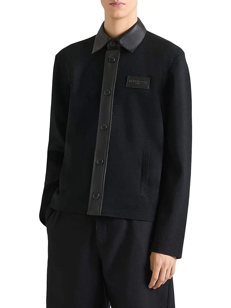 Givenchy Men's Cardigan in Wool with Leather Details - Black | Thumbnail 3 Givenchy Men's Cardigan in Wool with Leather Details - Black | Thumbnail 3