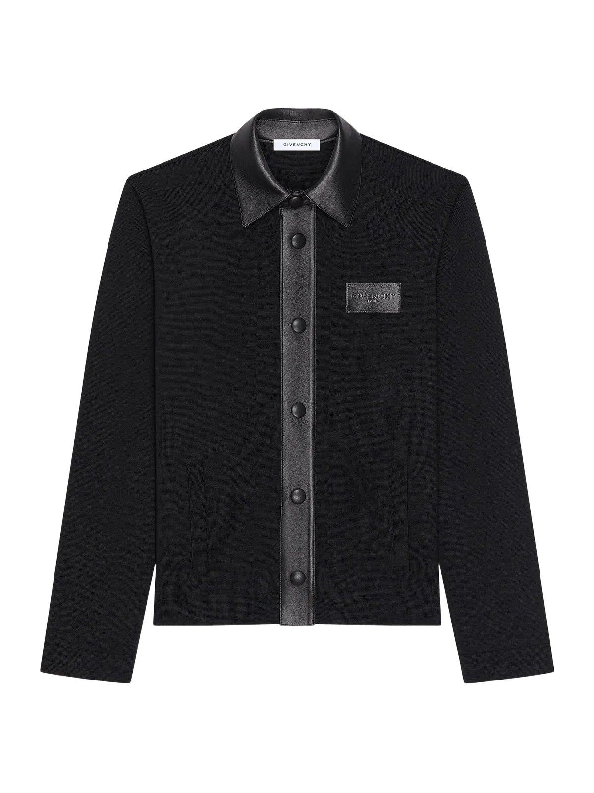Givenchy Men's Cardigan in Wool with Leather Details - Black