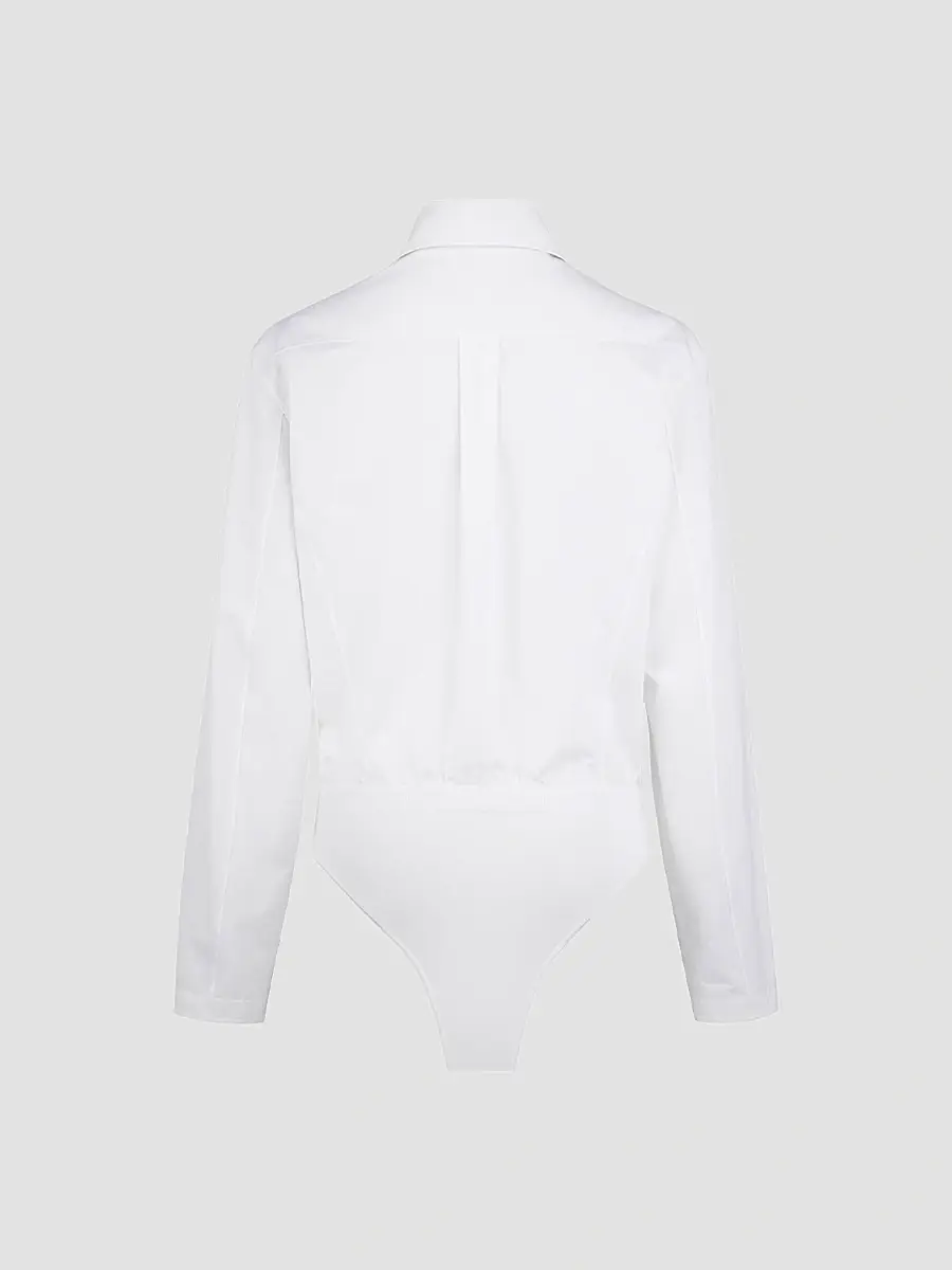 Alaïa Women's Basque Poplin Cotton Bodysuit | Thumbnail 2 Alaïa Women's Basque Poplin Cotton Bodysuit | Thumbnail 2