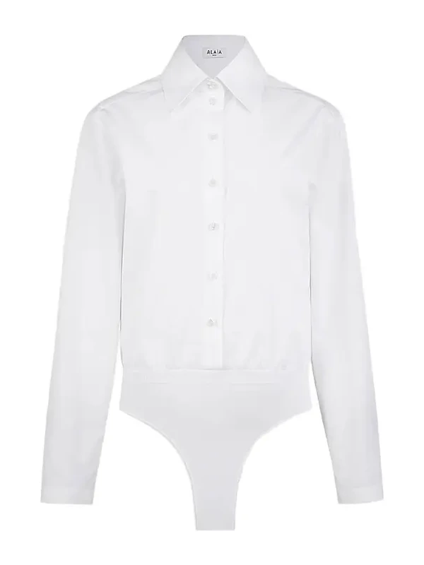 Women's Basque Poplin Cotton Bodysuit Women's Basque Poplin Cotton Bodysuit