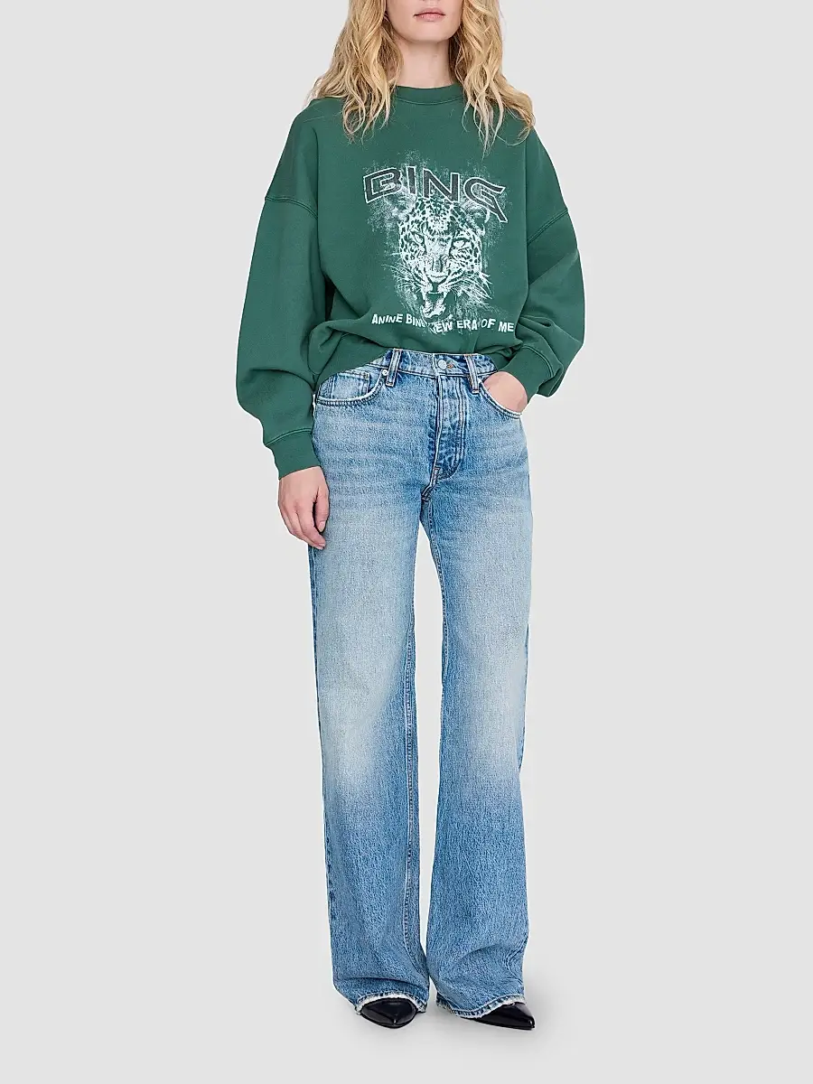 Anine Bing Women's Miles Leopard Graphic Cotton Sweatshirt | Thumbnail 2