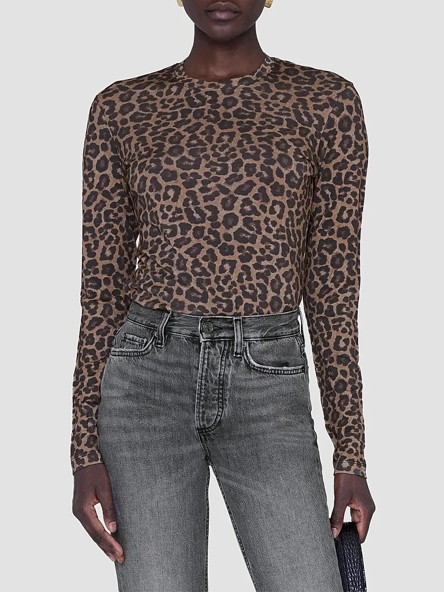 Anine Bing Women's Sylvie Leopard-Print Wool-Blend T-Shirt | Thumbnail 4 Anine Bing Women's Sylvie Leopard-Print Wool-Blend T-Shirt | Thumbnail 4