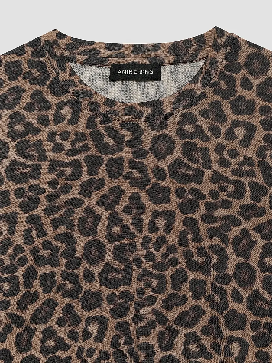 Anine Bing Women's Sylvie Leopard-Print Wool-Blend T-Shirt | Thumbnail 5 Anine Bing Women's Sylvie Leopard-Print Wool-Blend T-Shirt | Thumbnail 5