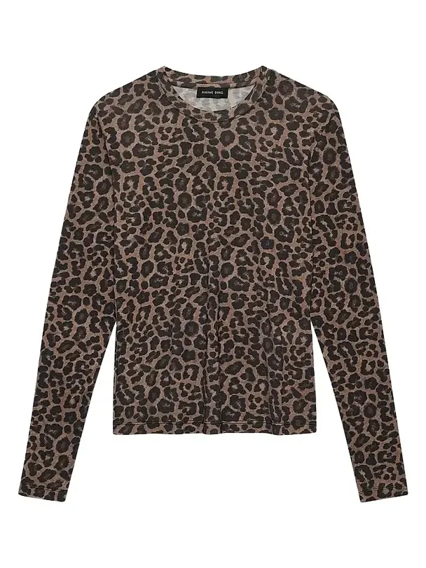 Women's Sylvie Leopard-Print Wool-Blend T-Shirt