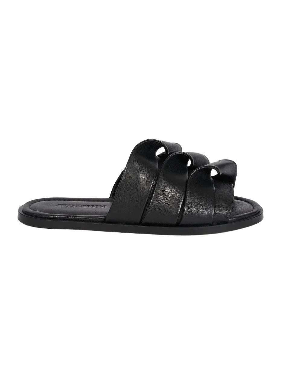 JW Anderson Women's Coil Rolled-Strap Leather Slides