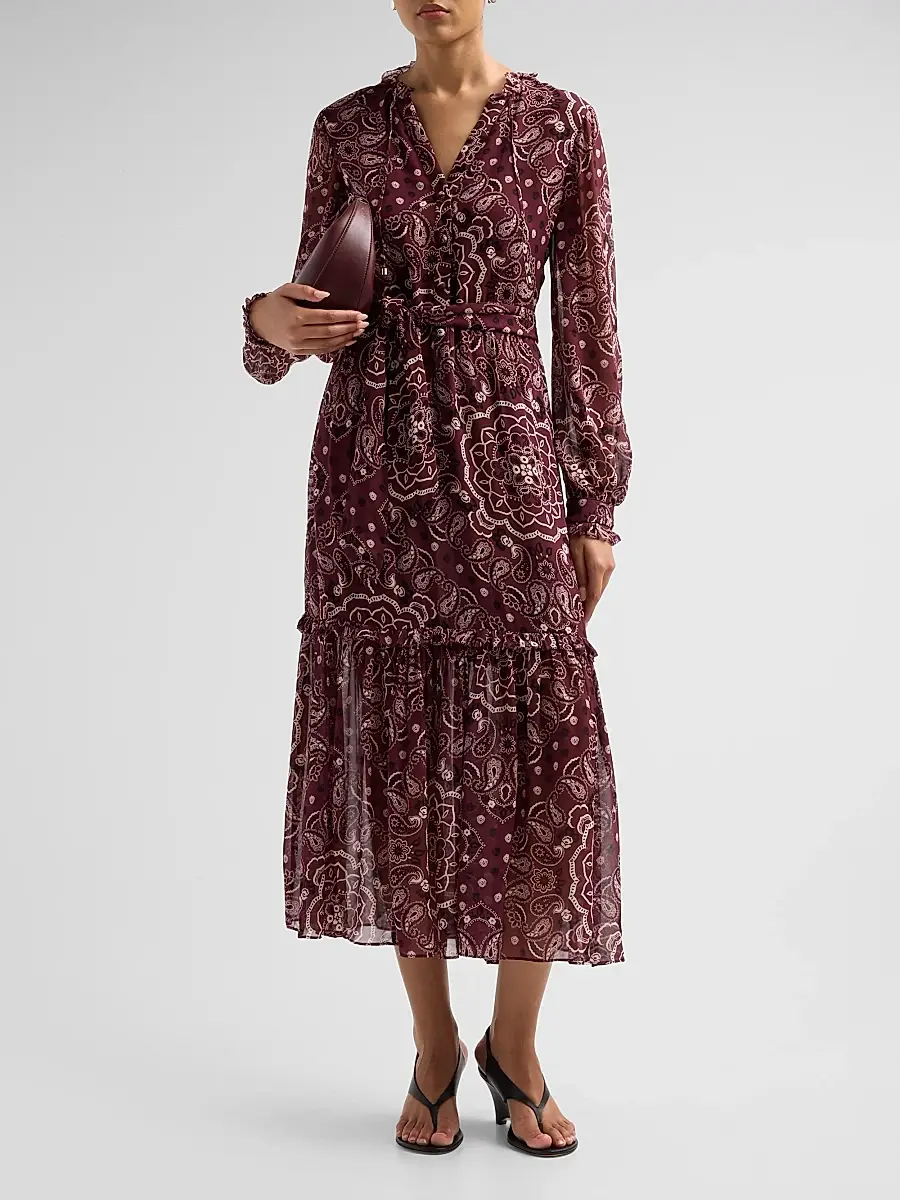 Cara Cara Women's Verity Bandana Print Belted Midi Dress | Thumbnail 2 Cara Cara Women's Verity Bandana Print Belted Midi Dress | Thumbnail 2