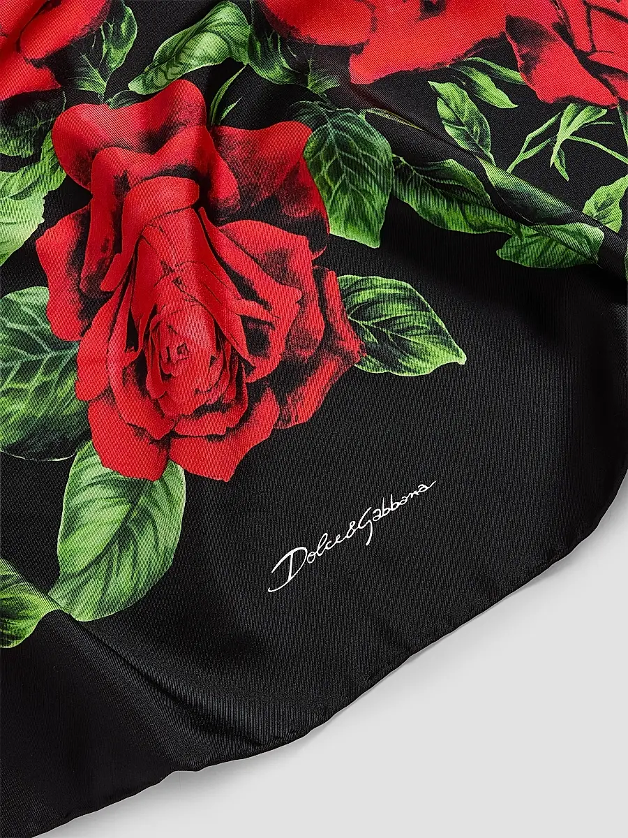 Dolce & Gabbana Women's Roses Silk Square Scarf | Thumbnail 4