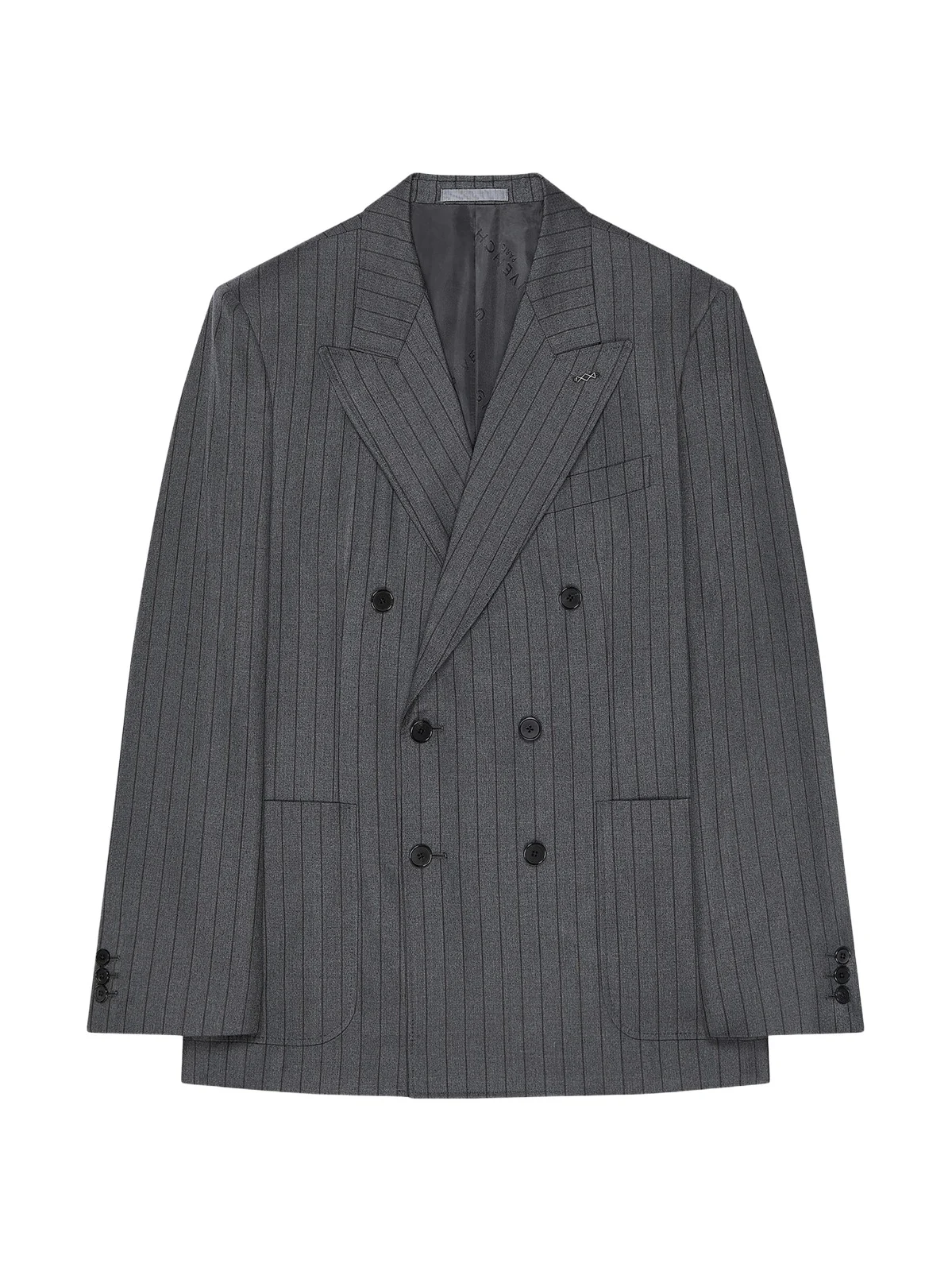 Givenchy Men's Double-Breasted Fitted Striped Jacket in Wool - Grey Brown