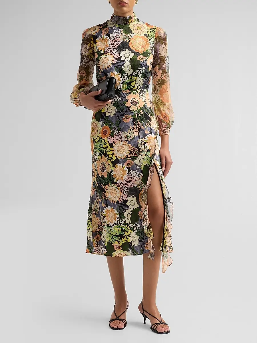 Saloni Women's Adaline Floral Midi Dress | Thumbnail 2 Saloni Women's Adaline Floral Midi Dress | Thumbnail 2