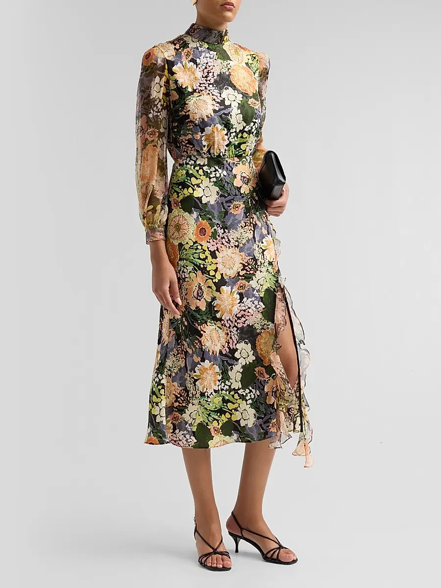 Saloni Women's Adaline Floral Midi Dress | Thumbnail 4 Saloni Women's Adaline Floral Midi Dress | Thumbnail 4