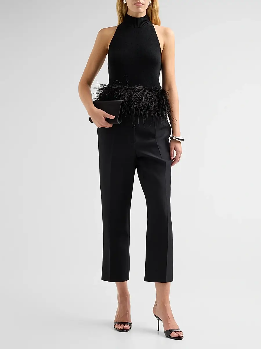 Ramy Brook Women's Kelly Ostrich Feather Wool-Blend Top | Thumbnail 2