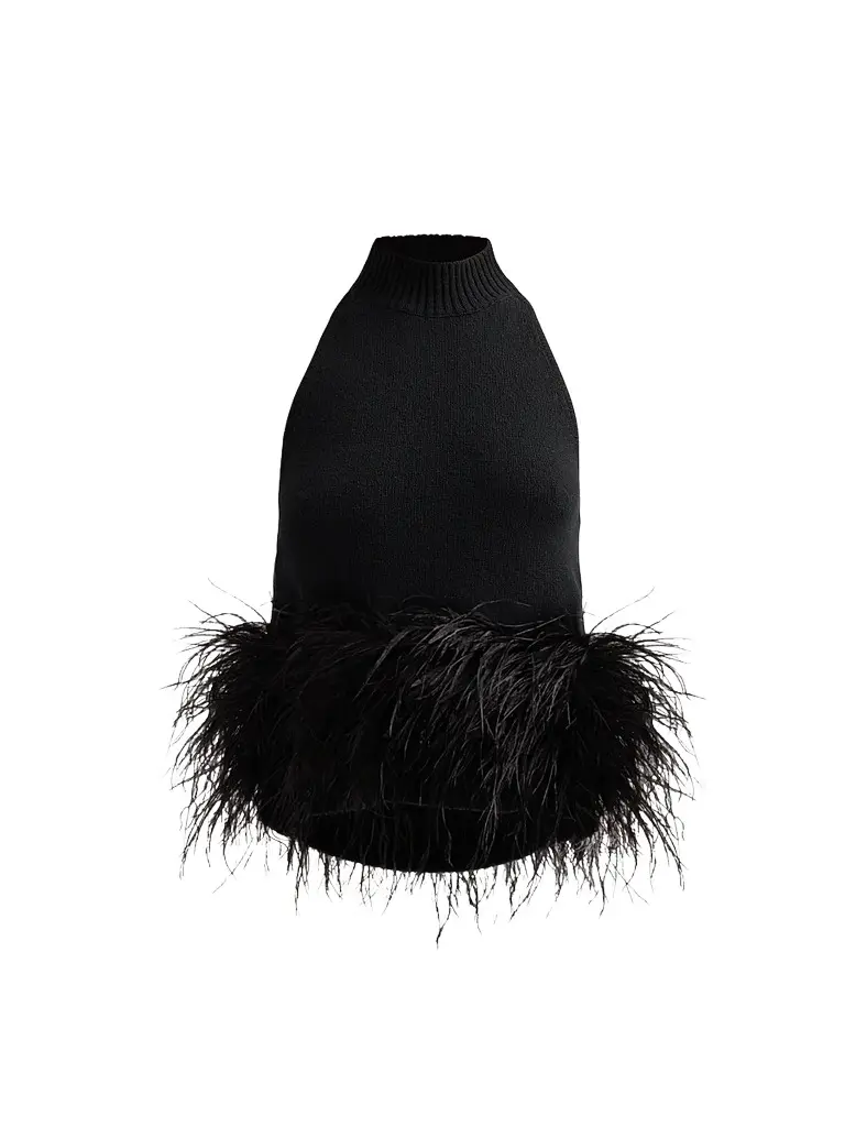 Ramy Brook Women's Kelly Ostrich Feather Wool-Blend Top