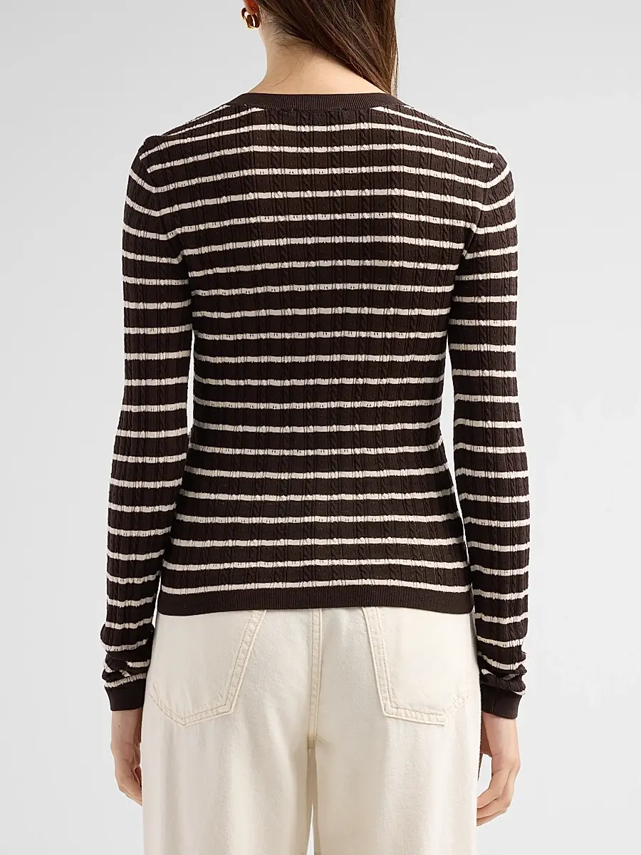 Frame Women's Stripe Pointelle Crewneck Top | Thumbnail 3 Frame Women's Stripe Pointelle Crewneck Top | Thumbnail 3