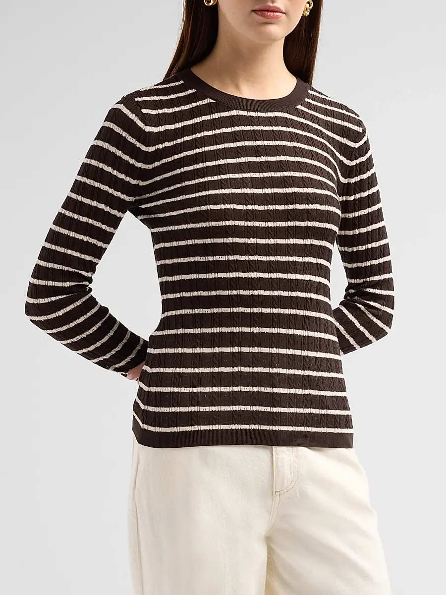 Frame Women's Stripe Pointelle Crewneck Top | Thumbnail 4 Frame Women's Stripe Pointelle Crewneck Top | Thumbnail 4